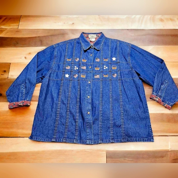Vintage longaberger homestead denim shirt xlarge - Picture 1 of 5